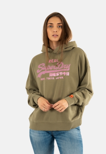 Sweat superdry vl rhinestone relaxed 9zd dark sage green