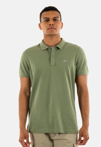 Polos tommy jeans slim placket mr6 aruba green