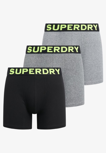 Calecons et slips superdry boxer triple pack b2l ath grey feeder/blk stripe/blk