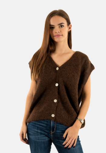 Gilets cardigans only azu seal brown melange