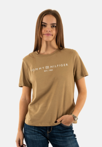 Tee shirt tommy jeans reg corp logo aei driftwood taupe