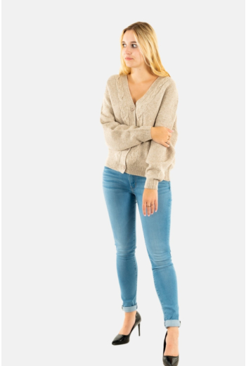 gilets cardigans ichi mylle 1304011 oatmeal melange