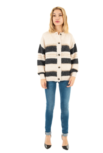 gilets cardigans ichi osansa 133801 crystal gray