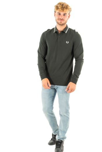 Polos manches longues fred perry m3636 t50 nightgreen/snwht