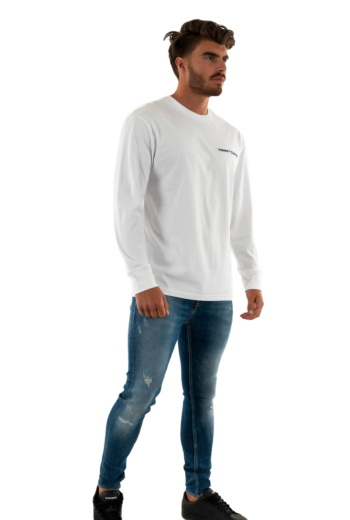 Tee shirt manches longues tommy jeans clsc linear chess ybr white