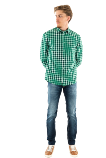 Chemise tommy jeans reg poplin l30 green malachite check