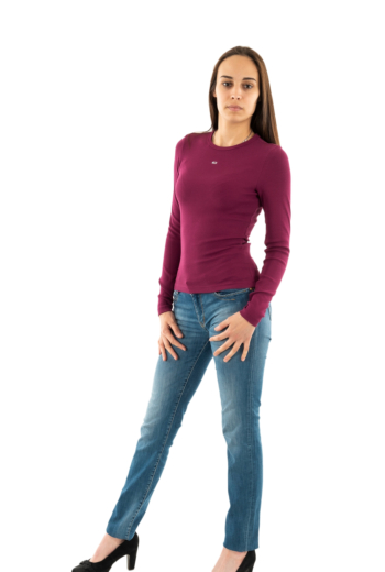 Tee shirt manches longues tommy jeans slim essential vvk valley grape