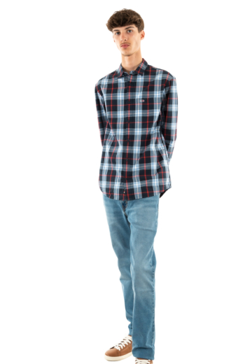 Chemise tommy jeans reg poplin c1g dark night navy check