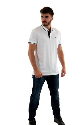Polos tommy jeans reg tipping ybr white