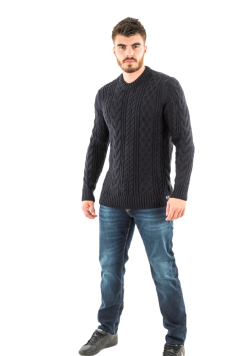 Pull hiver superdry jacob cable jumper 98t eclipse navy