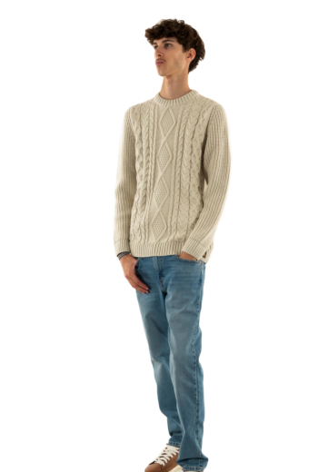 Pull hiver superdry jacob cable jumper 39e ecru