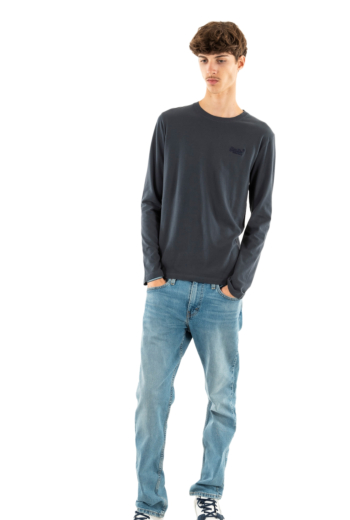 Tee shirt manches longues superdry essential logo c3i washed eclipse navy