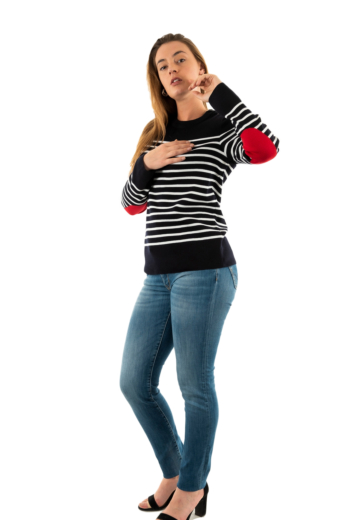 Pull hiver saint james bregançon r pop y navy/blan/tuli