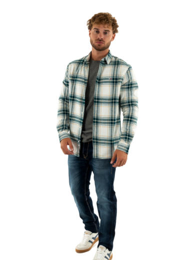 Chemise tommy jeans reg check flanne ybh ancient white check