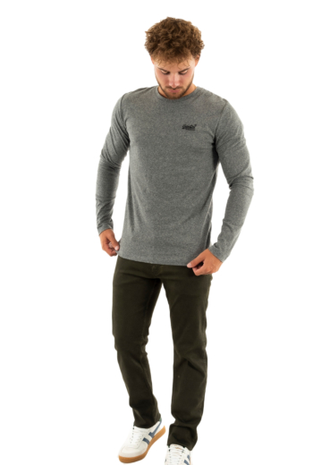 Tee shirt manches longues superdry essential logo c6o volcanic black grit