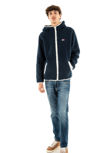 Sweat tommy jeans reg badge teddy c1g dark night navy