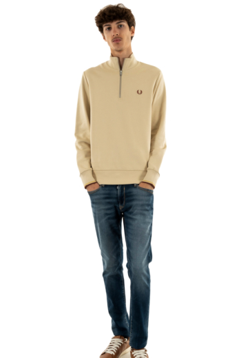 Sweat fred perry half zip w69 oatmeal / whisky brown
