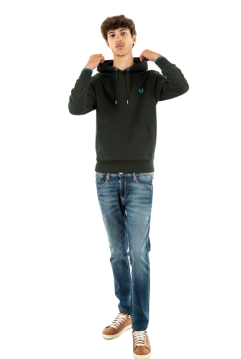 Sweat fred perry tipped hooded sweatshirt w64 night green / runaway bay