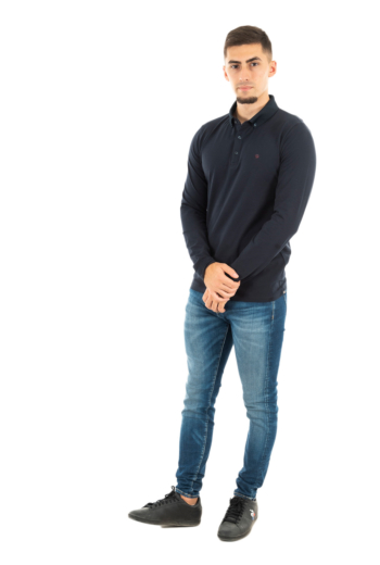 Polos manches longues Benson & Cherry ghostlg marine
