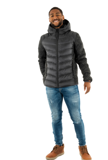 Doudounes superdry hooded knit storm hybrid heb dark charcoal marl