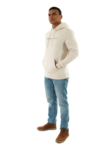 Sweat tommy jeans reg linear logo ae3 oat marl htr