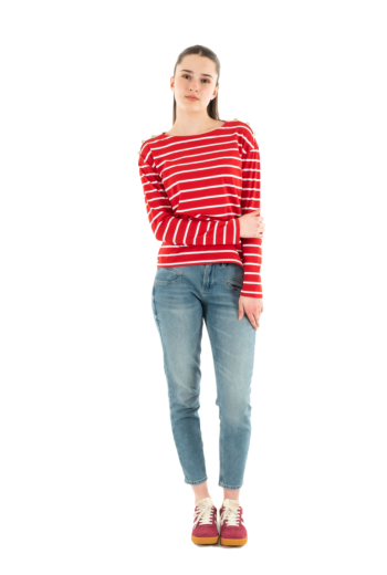 Pull leger morgan 251-tmarin off white/rouge