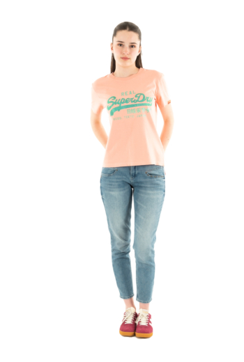 Tee shirt superdry vl rhinestone slim 5vo peach amber