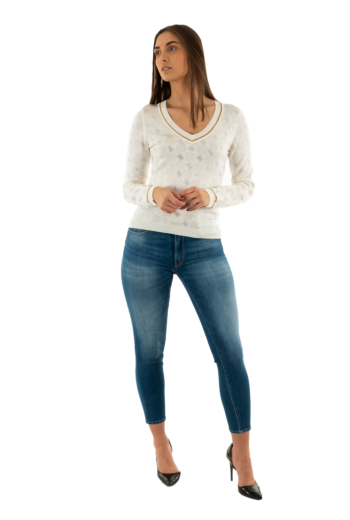 Pull leger guess jeans w5gr07 g012 cream white