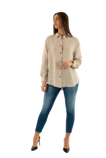 Chemisier superdry casual linen boyfrnd 2pq pumice stone beige