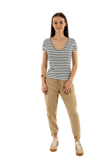 Tee shirt tommy jeans slim essential r 0fc ecru / navy stripe