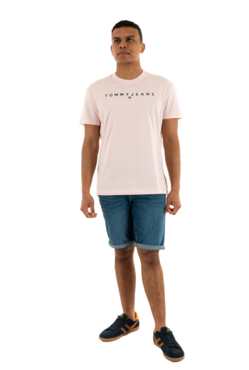 Tee shirt tommy jeans reg linear logo th3 precious pink