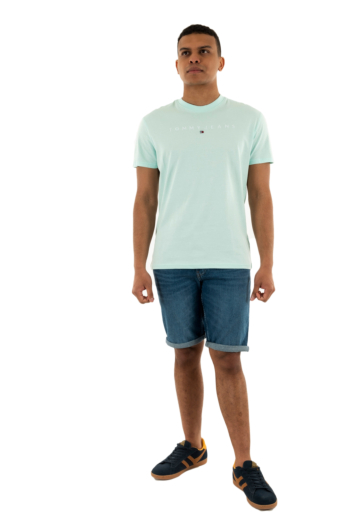 Tee shirt tommy jeans reg linear logo l6v spring mint