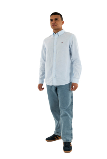 Chemise tommy jeans reg linen blend c3q sweet blue