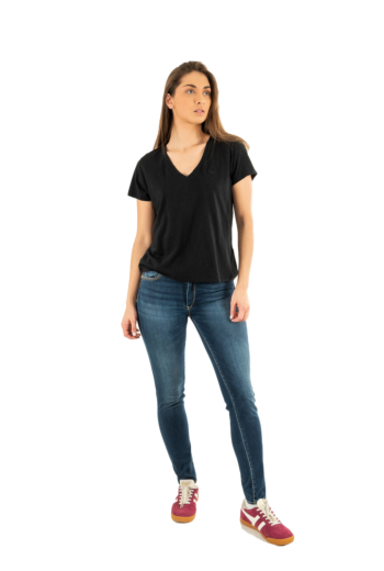 Tee shirt superdry studios slub emb vee 02a black