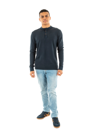 Tee shirt manches longues superdry lw textured grandad 98t eclipse navy