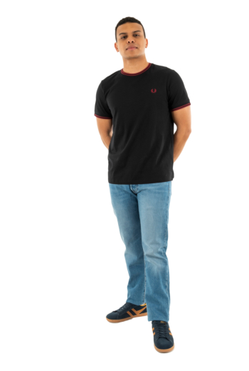 Tee shirt fred perry m1588 y42 black/burnt red