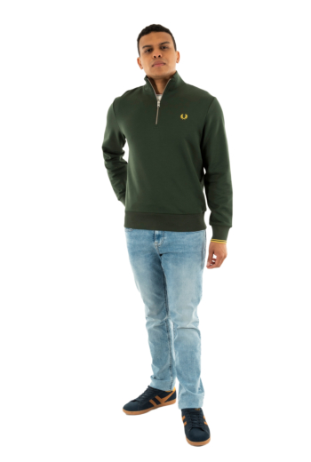 Sweat fred perry half zip x89 court green