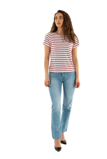 Tee shirt saint james etrille ii neige/terracotta
