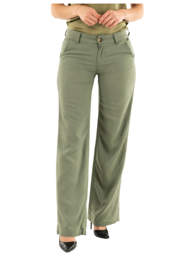 Pantalons freeman t. porter agatha plain linen lin24 f839 deep lichen green