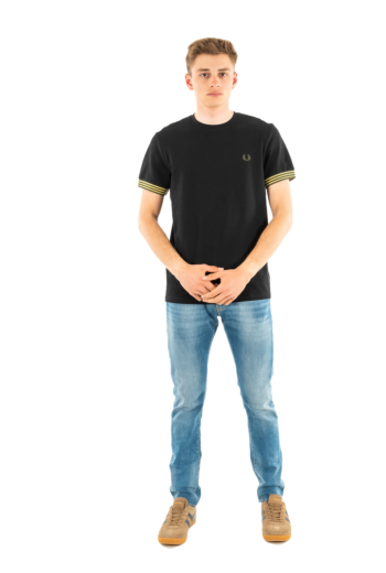 Tee shirt fred perry striped cuff r88 black