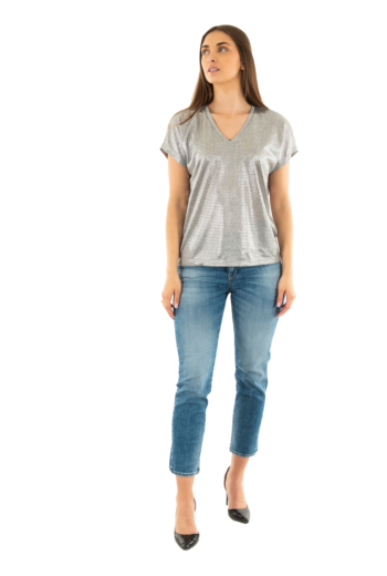 Tee shirt only mirinda light grey melange silver metallic