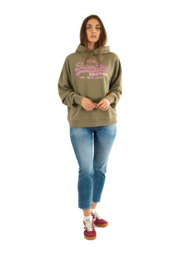 Sweat superdry vl rhinestone relaxed 9zd dark sage green