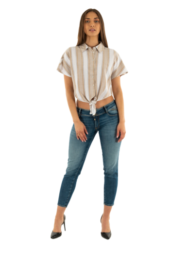 Chemisier manches courtes only jakiri humus laid back stripe