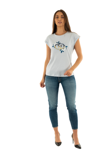 Tee shirt yes zee t239 s100 0792 azzurro pastello