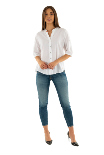 Chemisier manches courtes yes zee c231 yz00 0101 bianco