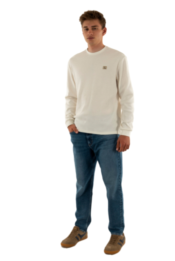 Tee shirt manches longues calvin klein jeans waffle badge crew yas tofu