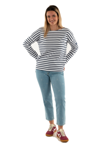 Tee shirt manches longues saint james minqu.drop ii neige/marine