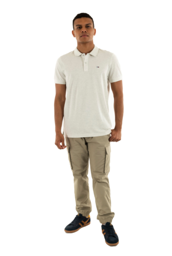 Polos tommy jeans slim placket pmt grey htr