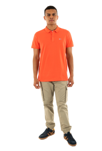 Polos tommy jeans slim placket sn6 bright vermillion