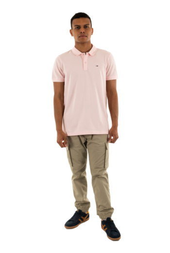 Polos tommy jeans slim placket th3 precious pink